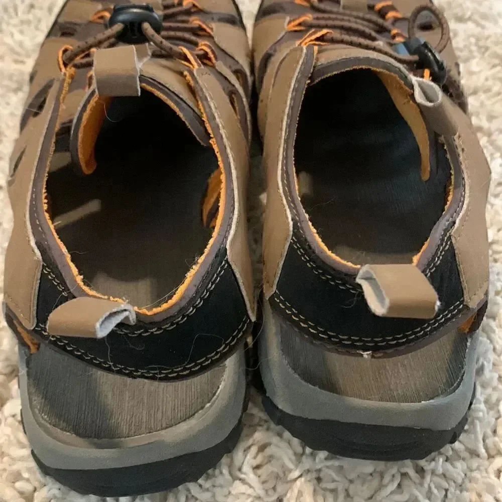 North side EUC brown/orange open back hiking shoes Size 5